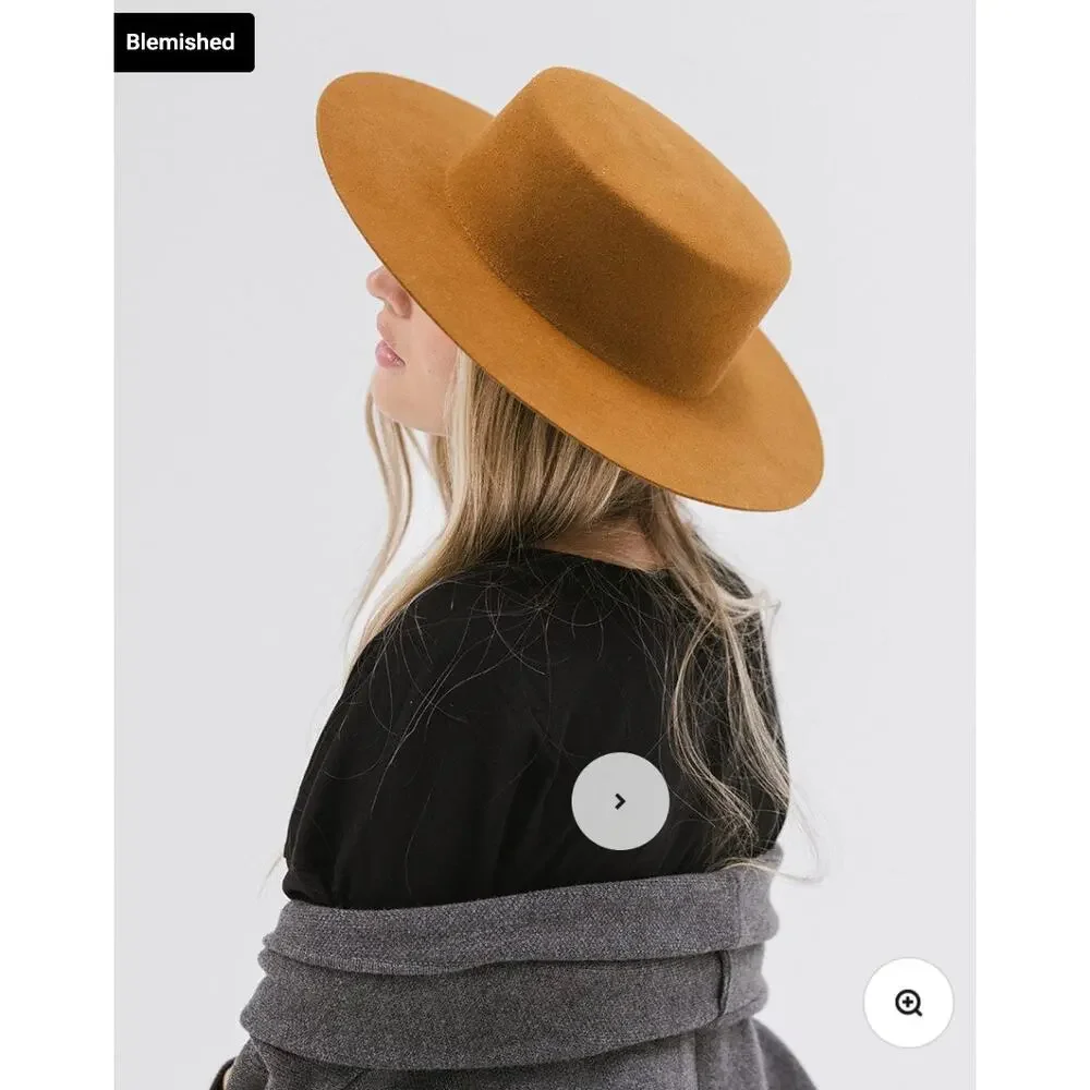 Gigi Pip Hat 57 S/M Dahlia Boater Hat Brown Australian Wool Western Rancher